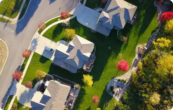 Aerial view of residential neighborhood